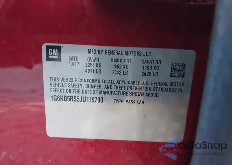 2018 Cadillac Ct6 Standard z USA, uszkodzony, nr VIN 1G6KB5RS5JU119700